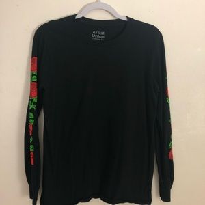 Black Long Sleeve Rose Shirt